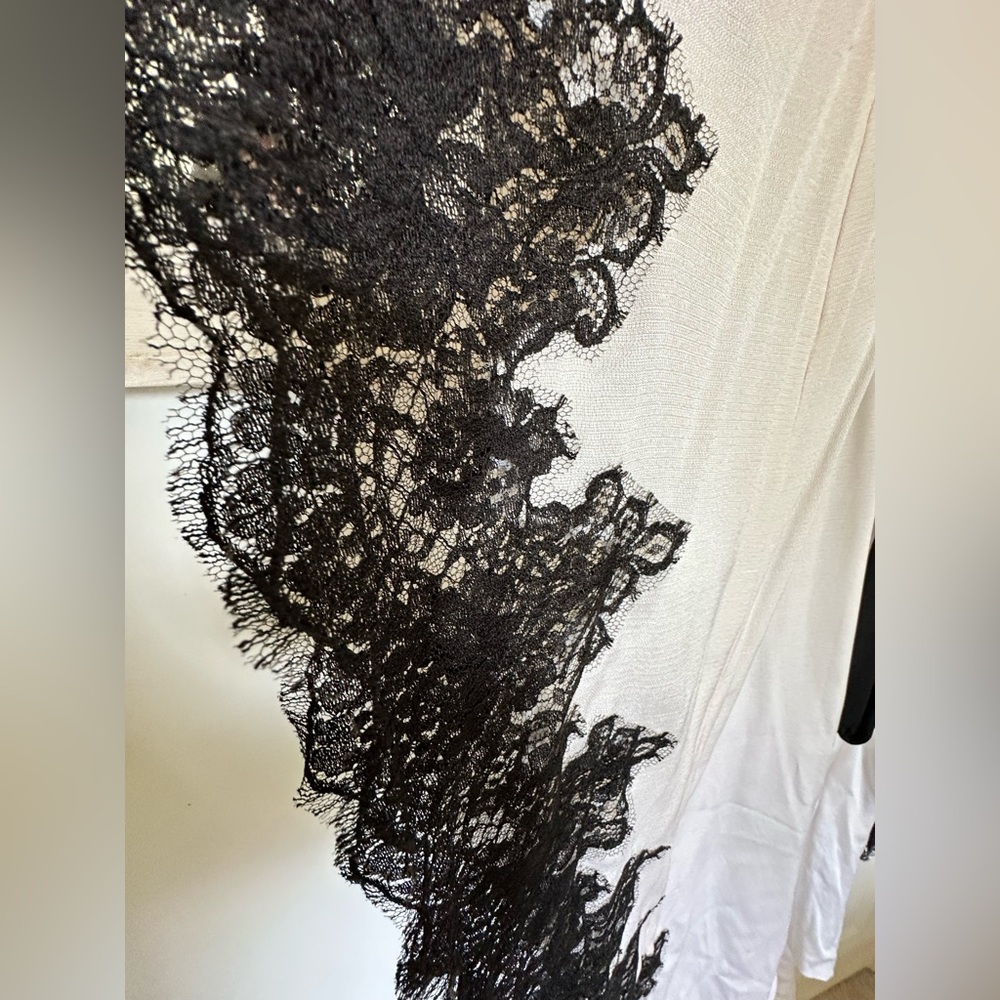 Rosamosario 100% Raw Silk Kaftan & Black Chantilly Lace “Natural Beauty” Large - Picture 10 of 17